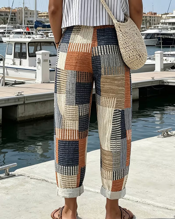 Pantalon Ligne Contraste Décontracté