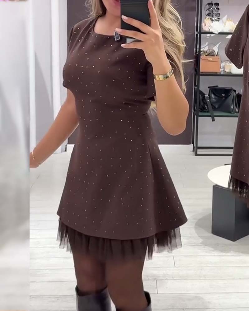 Robe élégante en patchwork de maille scintillante