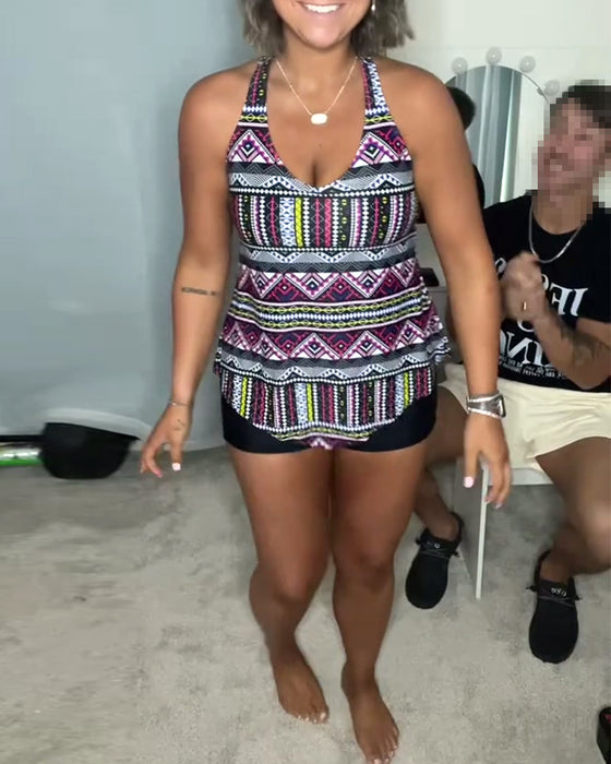 Maillot De Bain Débardeur Imprimé Deux Pièces