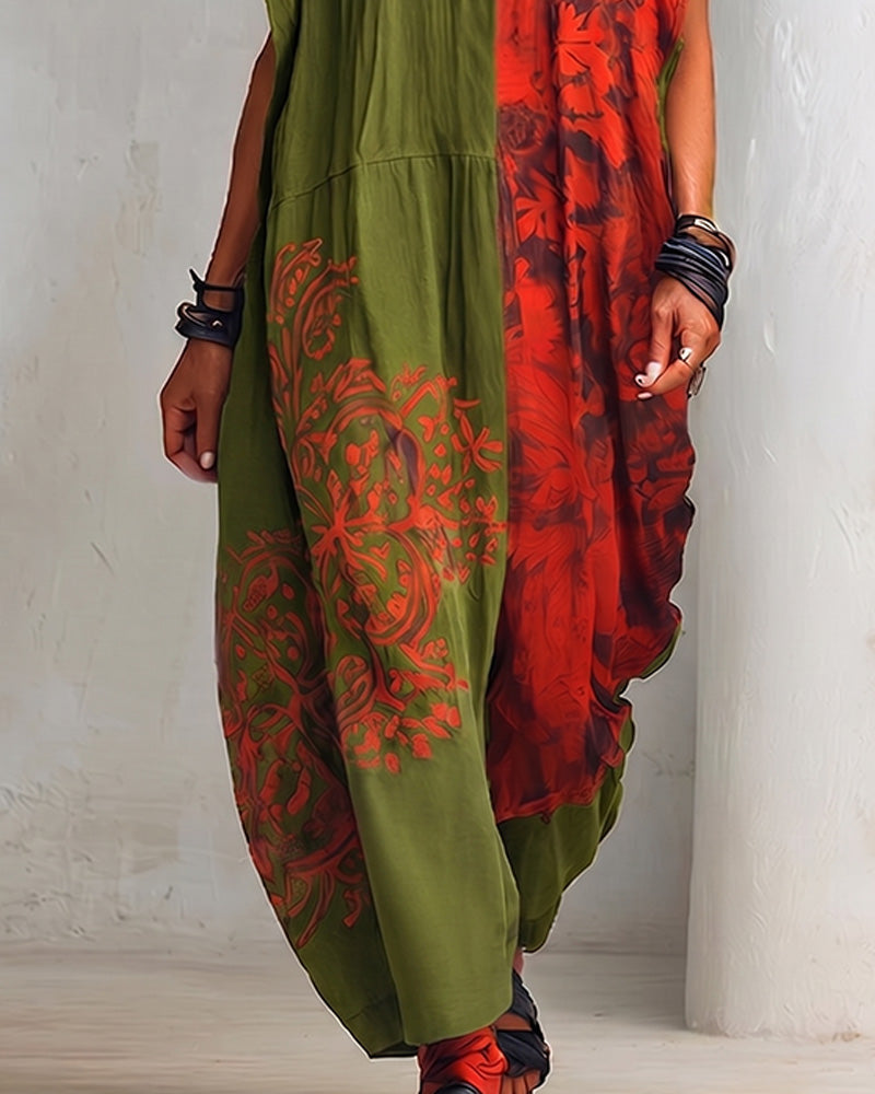 Robe Revers Imprimé Lâche Chemise