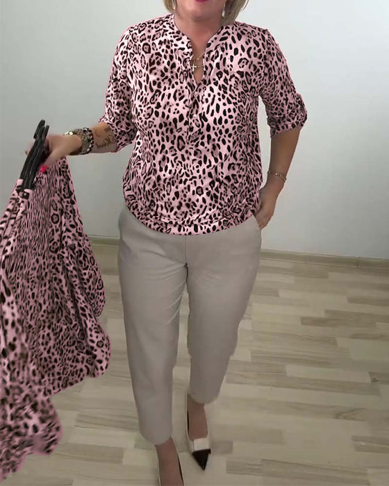 Blouse Col Claudine Mode Léopard