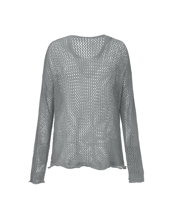 Hauts Femmes Crochet Ajouré À Capuche Manches Longues