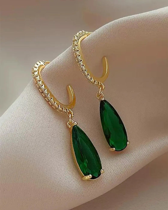 Boucles D'oreilles Pierre Précieuse Artificielle & Décor Rhinestone Pendent Hoop