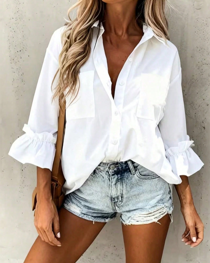 Chemise Unie Poche Décontractée
