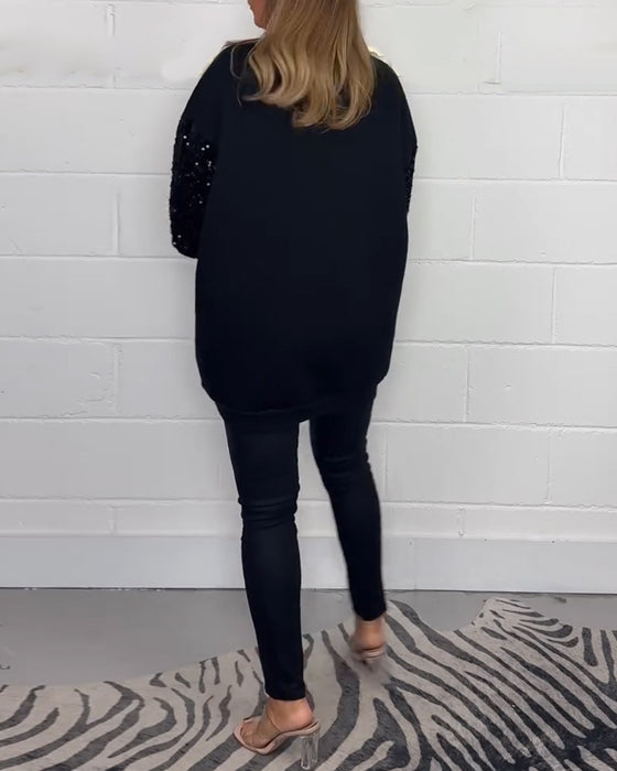 Sweat-shirt décontracté à manches longues et col rond