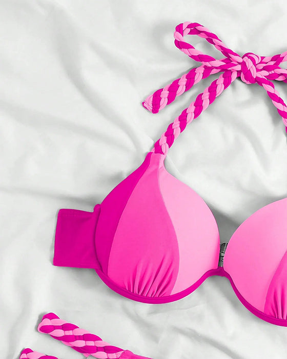 Ensemble bikini dos nu bloc de couleur