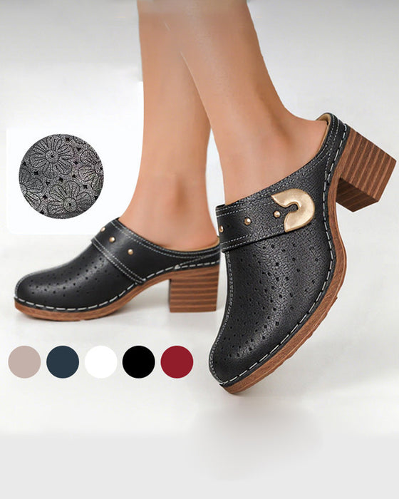 Sandales Bout Fermé Talon Bloc Enfilage