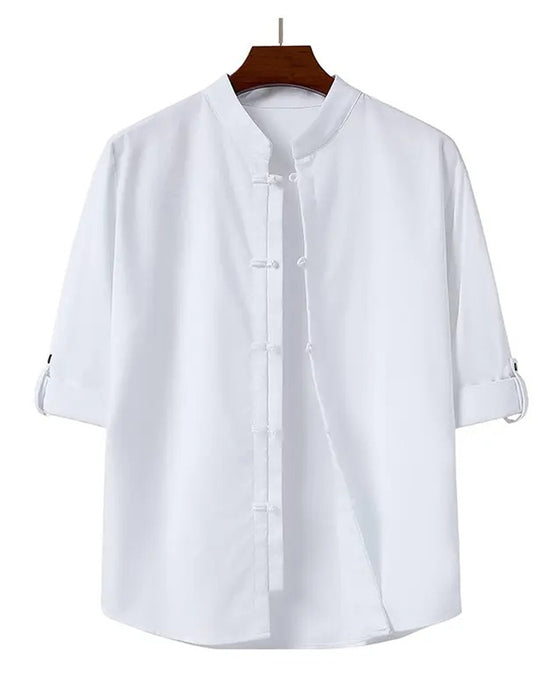 Chemise Style Chinois Col Carré Décontracté