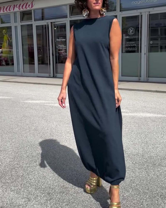 Robe Col Mock Sans Manches Lâche