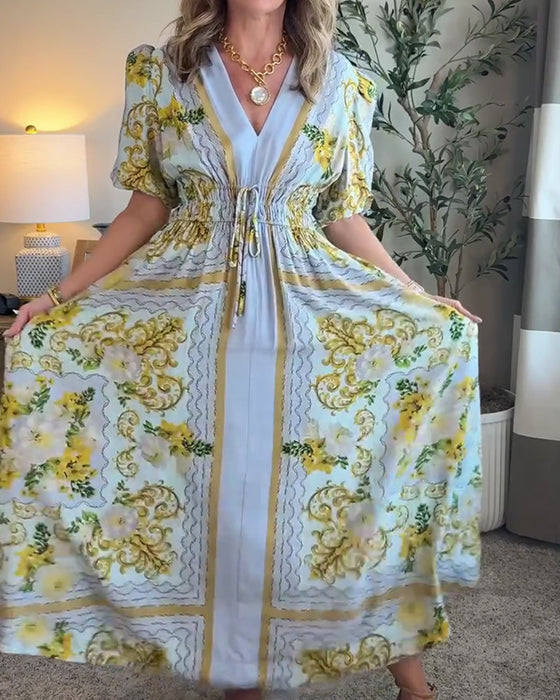 Robe Imprimé Floral Col V Ligne A