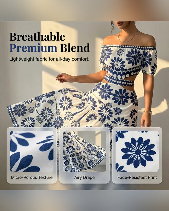 Robe Off-Shoulder Florale Découpée