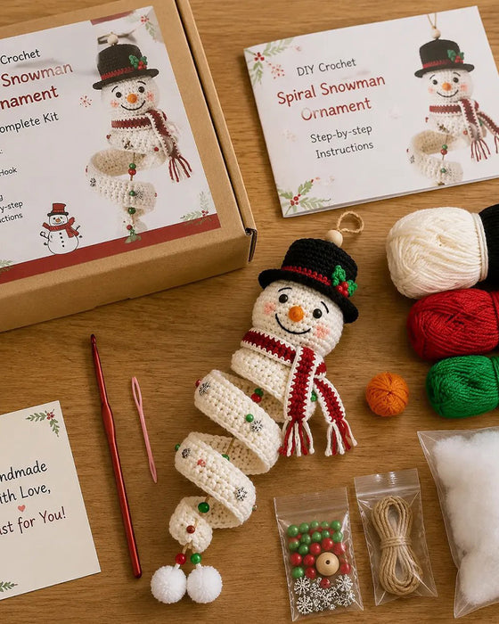 ☃️ Kit DIY Bonhomme De Neige En Spirale Au Crochet