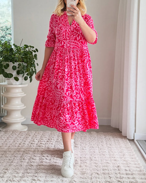 Robe Florale À Manches Courtes Ample