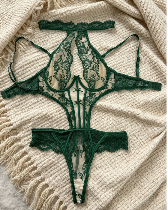 Lingerie Sheer Halter Bodysuit