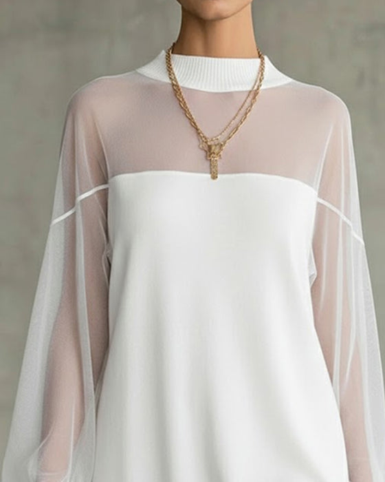 Robe Manche Lanterne Unie Patchwork