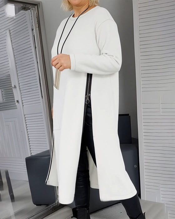 Robe Élégante Grande Poche Design À Fermeture Éclair