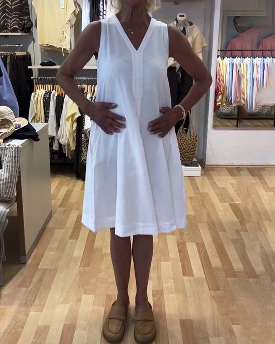 Robe Sans-Manches Col-V Décontractée A-Ligne
