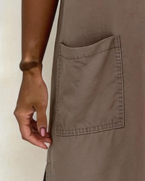 Robe Attacher Col En V Poche Fourreau