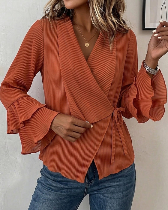 Blouse Manches Évasées À Lacets