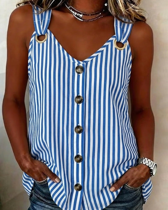 Cami Top Bretelles Anneau Métallique Rayé
