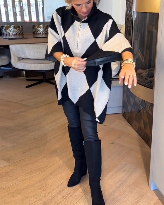 Pull Col Montant Argyle Irrégulier