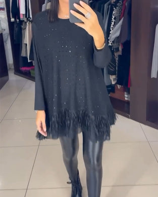 Haut Hem À La Mode Strass