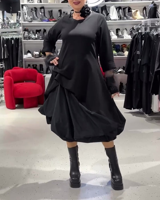 Robe couleur unie patchwork tendance