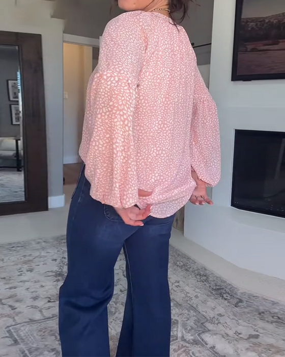 Blouse Imprimée Manche Lanterne Manches Longues