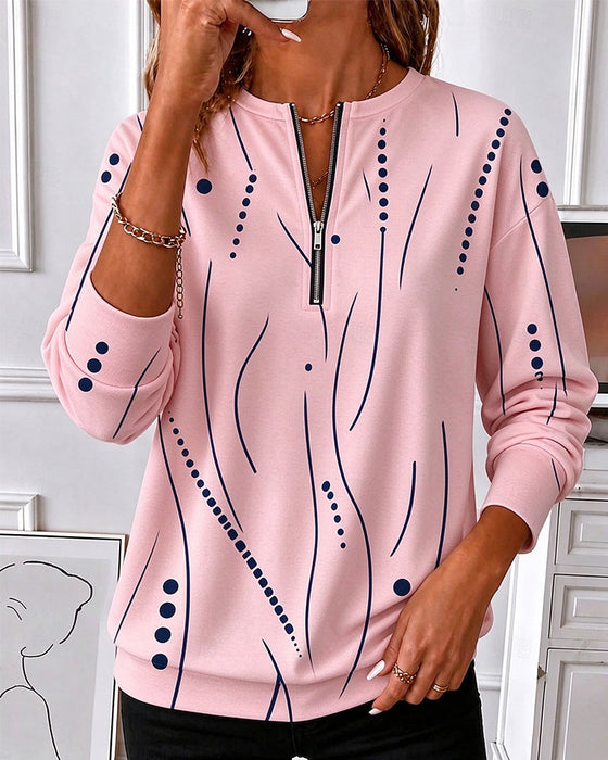 Sweatshirt Fermeture Éclair Ligne Col Rond