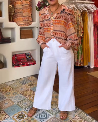 Chemise à revers et imprimé rétro