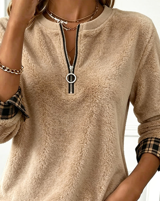 Sweat‑shirt Bloc De Couleur Col Rond