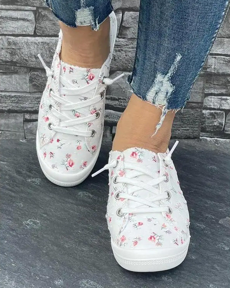 Chaussures Imprimé Floral Mode Décontracté Tissu