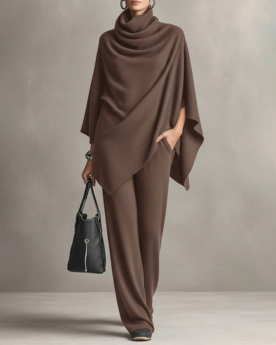 Ensemble Col Roulé Haut Jambe Large Pantalon