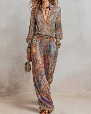 Ensemble Bohème Jambe Large Pantalon