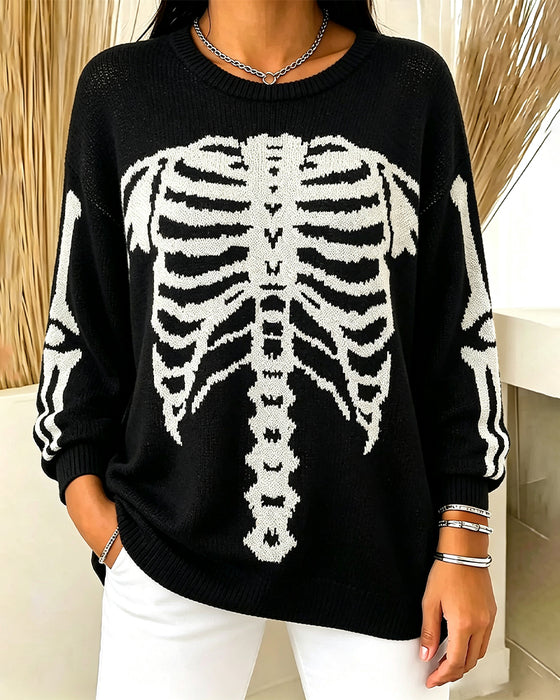 Pullover Col Rond Manches Longues Imprimé