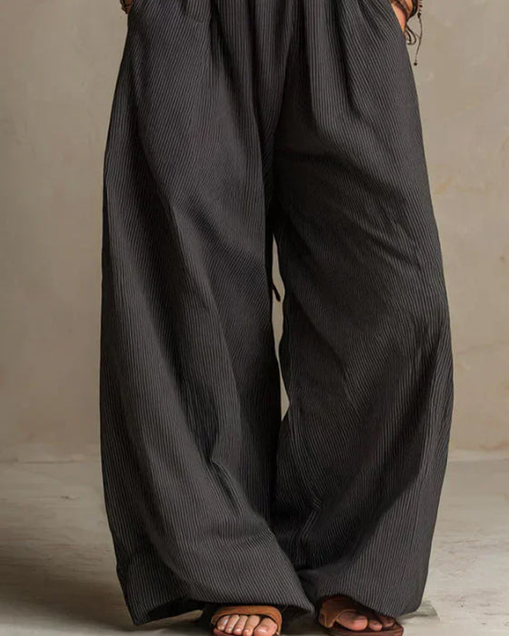 Jumpsuit Halter Croisé Sans Manches Rayure