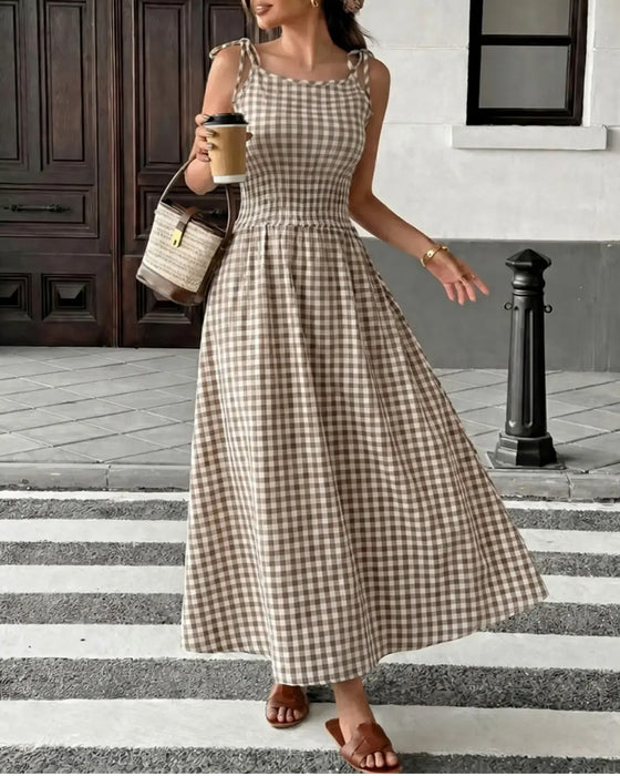 Robe Lacet Écossais Bretelle Ligne A