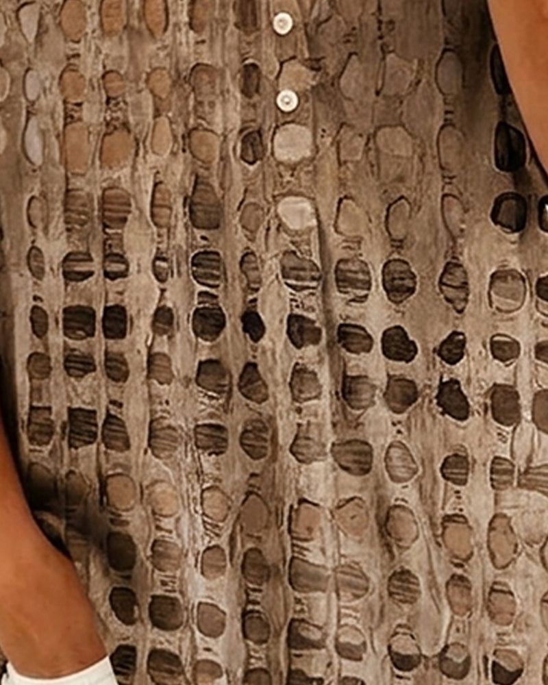 Blouse Imprimé Pois Bouton Demi-Patron