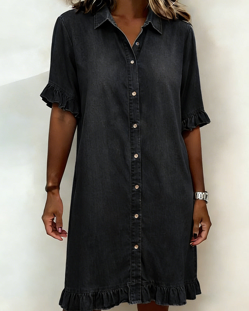 Robe Denim Volant Chemise