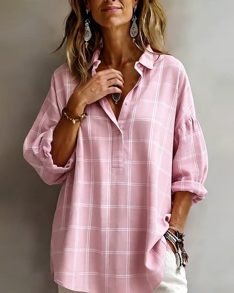 Chemise Revers à Carreaux Sophistiqué