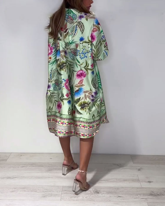 Robe Col montant Vacances Florale