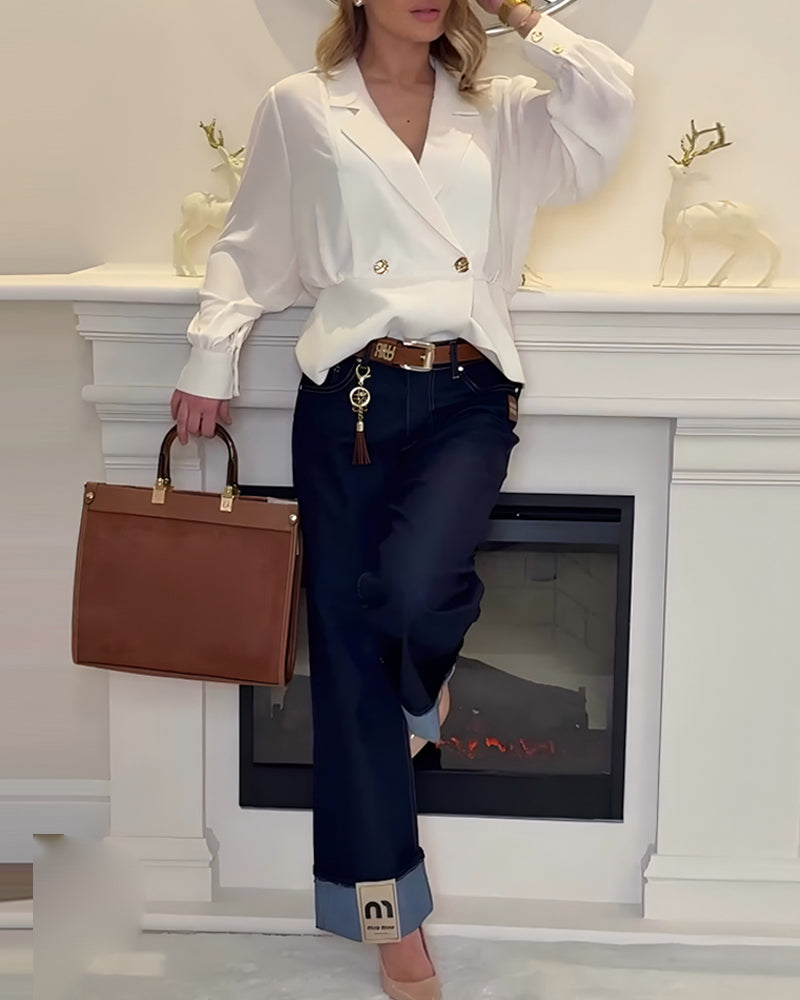 Haut Unie Élégant Col Costume