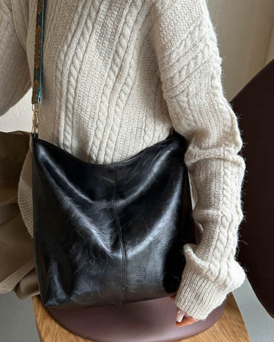 Sac seau vintage à bandoulière de grande capacité