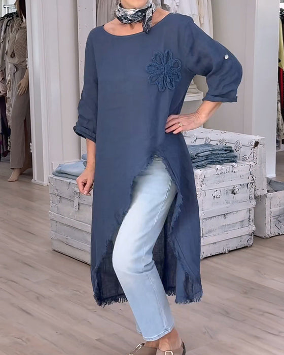 Chemise Bords Bruts Fente Asymétrique