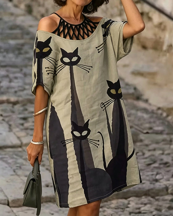 Robe Décontractée Imprimée Ajourée