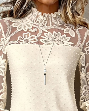 Haut Florale Tridimensionnelle Dentelle Manches Longues