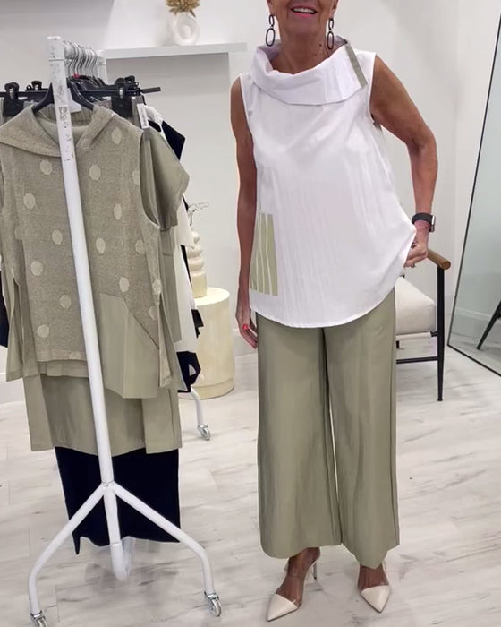 Costume Sans Manches Large Col Tendance