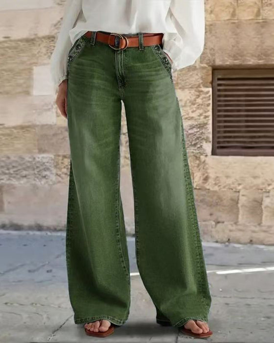 Jean Multi-Bouton Lavé Lâche