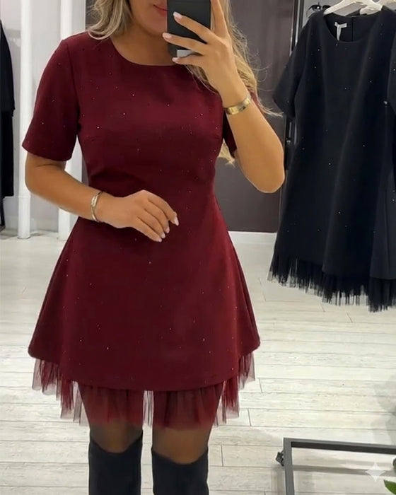 Robe élégante en patchwork de maille scintillante