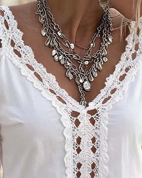 Blouse Hors Épaule Dentelle Volant